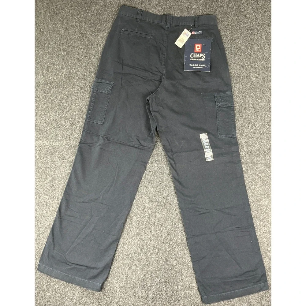 Chaps Ralph Lauren Mens Black Cotton Cargo Pants 36x34 NWT 501931